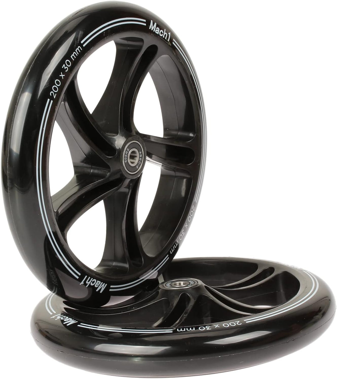 2 Stück 200x30mm Mach1 Kickscooter Rollen-Set inklusive Kugellager + Spacer - Cityroller Ersatz Reif