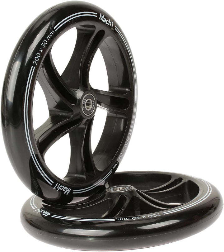 2 Stück 200x30mm Mach1 Kickscooter Rollen-Set inklusive Kugellager + Spacer - Cityroller Ersatz Reif