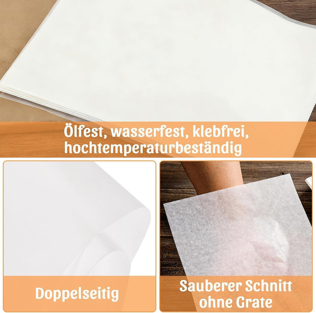 500 Blatt Butterbrotpapier, 28x38CM Butterpapier Zuschnitte, Käsepapier, Brotpapier Weiss, Wachspapi