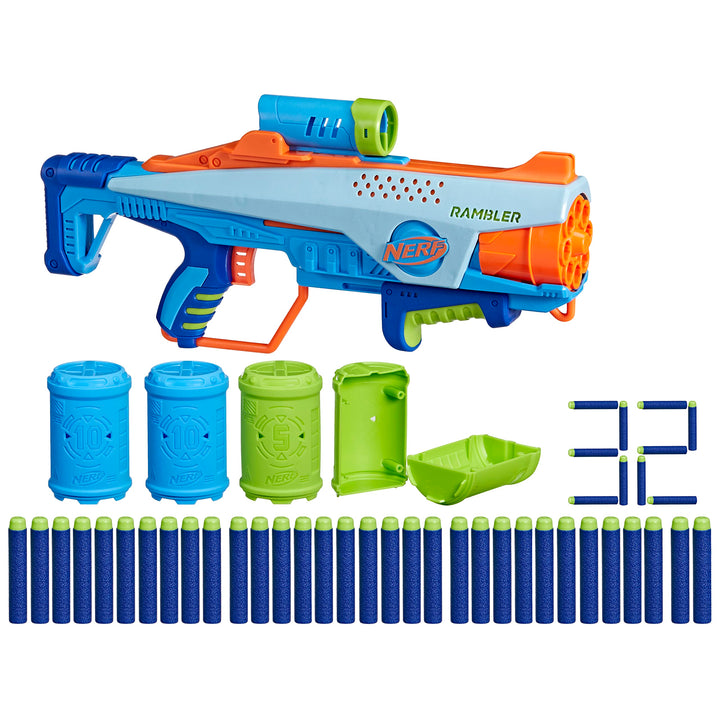 Nerf Elite Junior Rookie Pack, Easy-Play Blaster, 32 Nerf Elite Darts, 4 Ziele, Rookie Pack