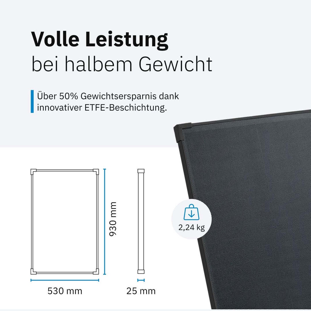 ECTIVE Solarpanel BSP 100L Black Lightweight, Ultraleichtes 100 W 5,56 A | 33 Zellen 12 V/24 V Solar