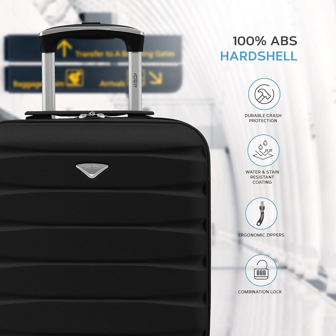 Flight Knight Lightweight 4 Wheel ABS Hard Case Suitcases Cabin Carry On Hand Luggage Approved for O