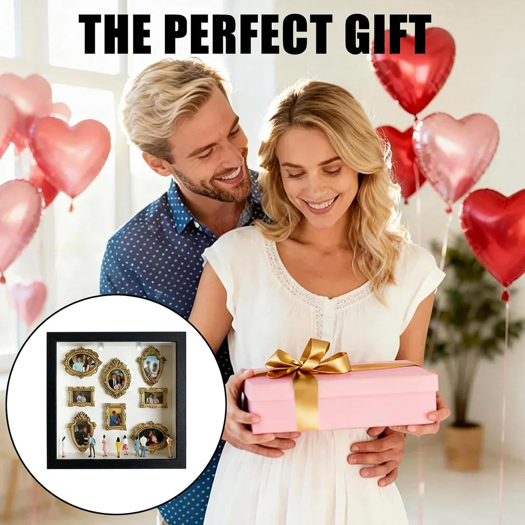 DIY Mini Museum Silhouette Box mit LED Licht, DIY Mini Museum Bilderrahmen mit 8 Mini Goldene Rahmen