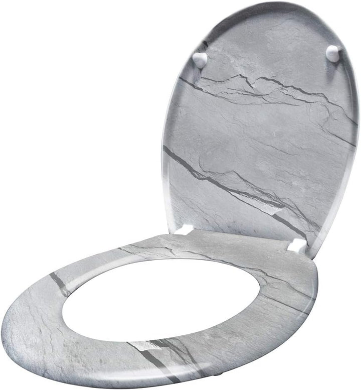 HENGMEI Toilettendeckel mit Absenkautomatik Toilettensitz WC-Sitz Klodeckel Klobrille aus Hartplasti