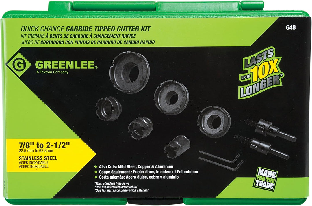 Greenlee - Hartmetallschneider, Qck Chnge, 8 Stück, Lochherstellung (648). 9-Piece, 9-Piece