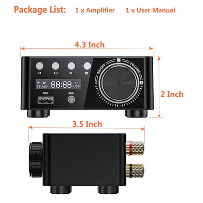 Adeept Mini Bluetooth 5.0 Verstärker Hi-Fi Stereo Klasse D TPA3116 Digitaler Verstärker 50W x 2 Home