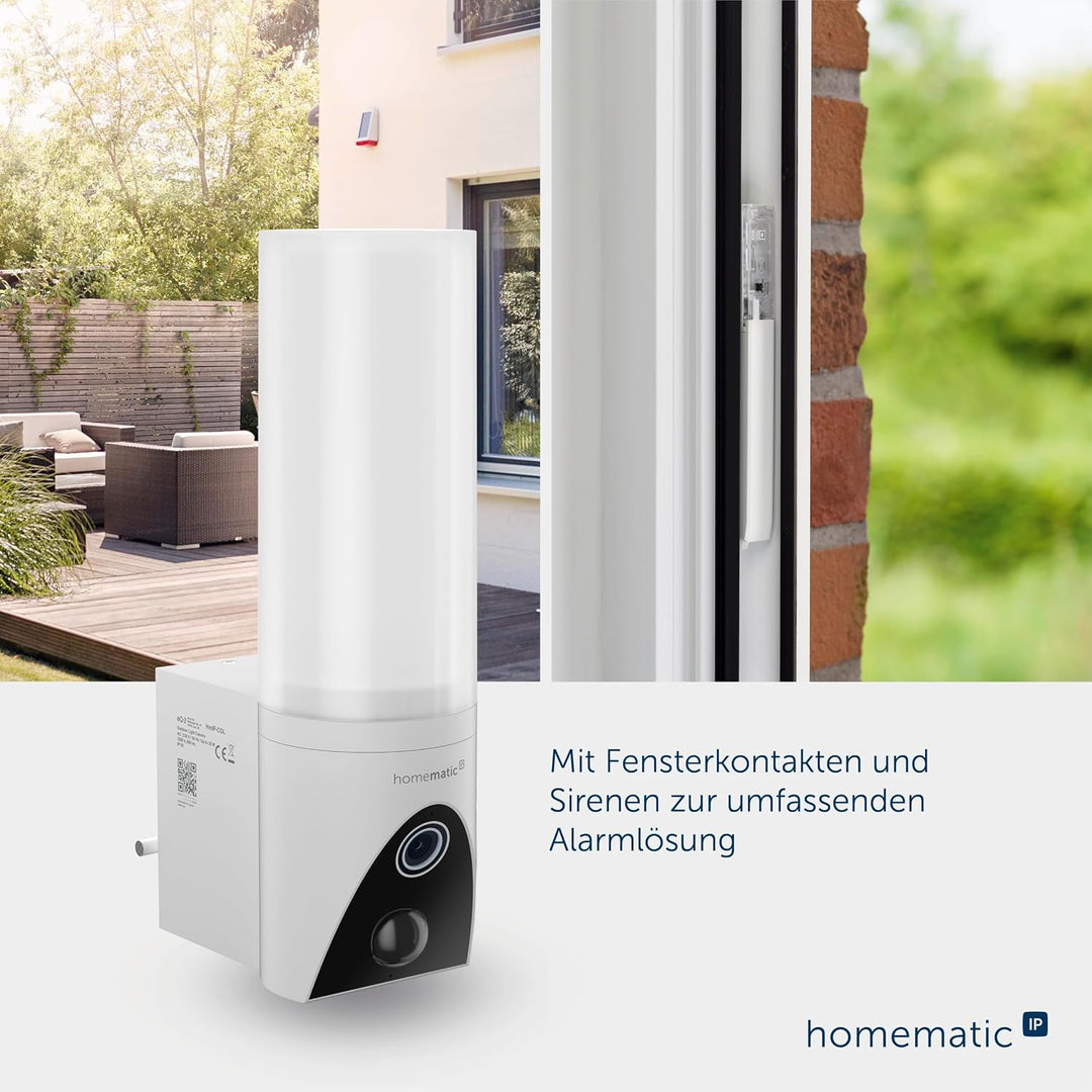 Homematic IP Aussenlichtkamera, Smart Home, Überwachungskamera für den Aussenbereich mit AI Bewegung