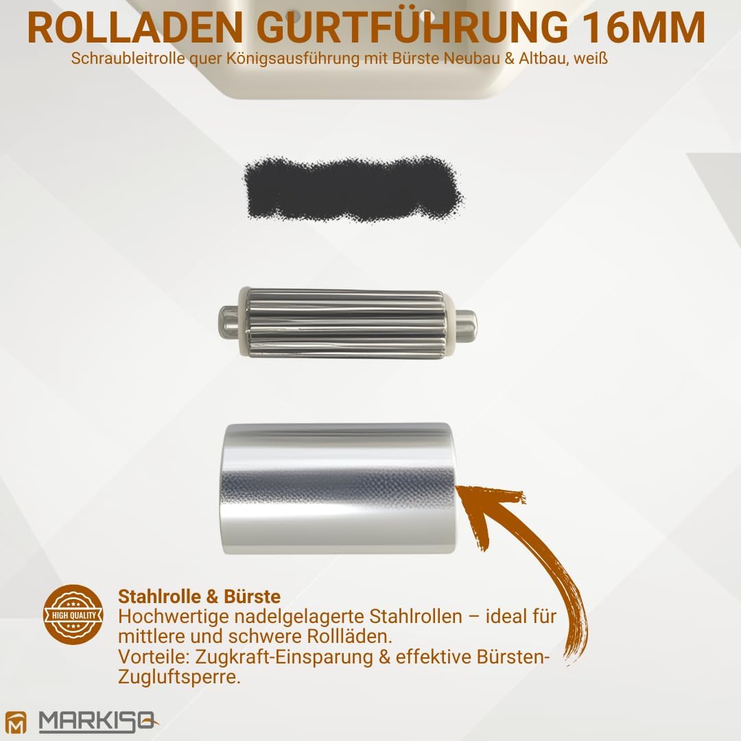 Gurtleitrolle Rolladen Gurtführung 15 mm Königsrolle Handwerkerqualität 10 Stück, 10 Stück