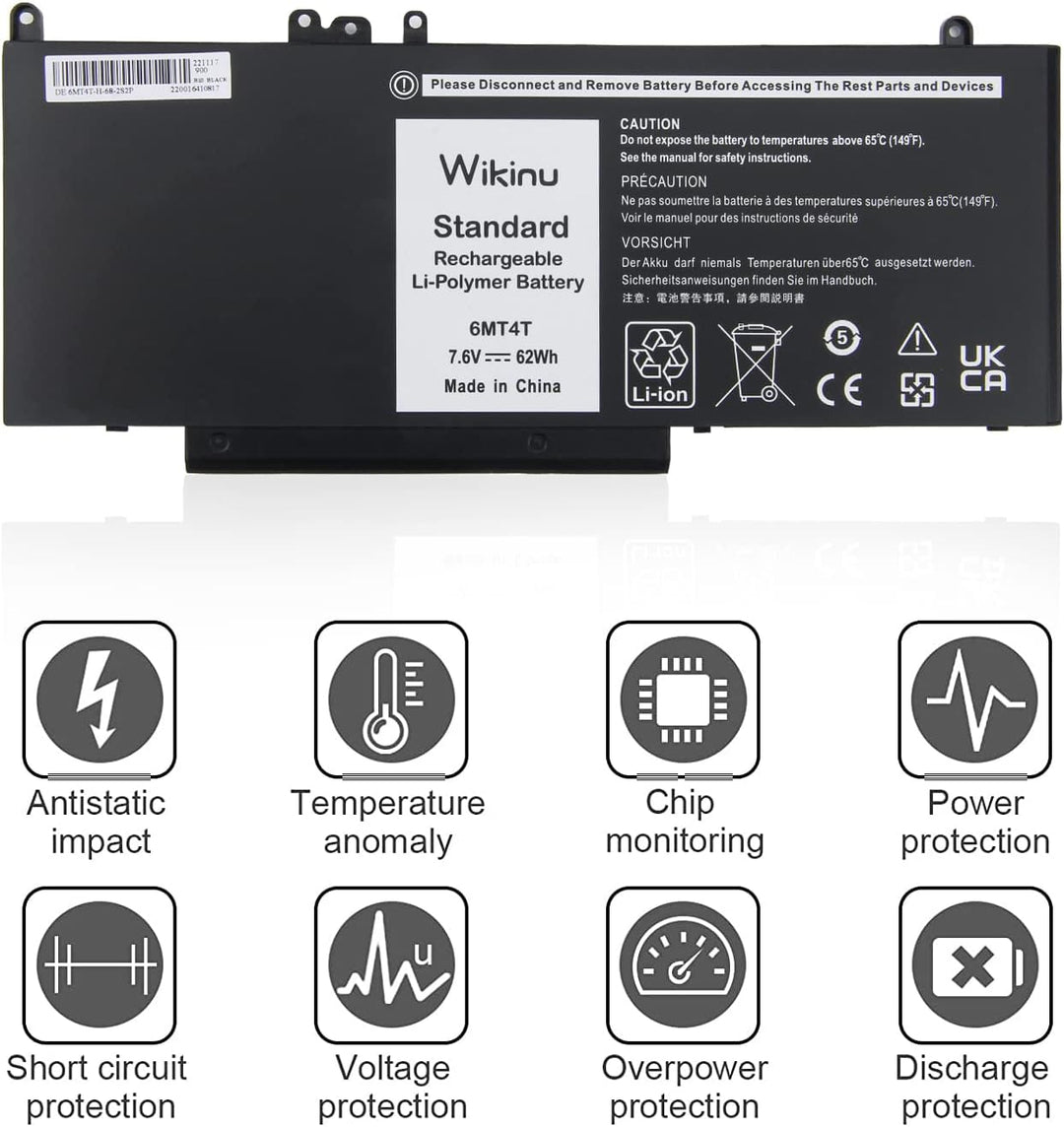 Wikinu 6MT4T Laptop Akku für Dell Latitude E5570 E5470 Precision 3510 7V69Y TXF9M 79VRK 07V69Y HK6DV