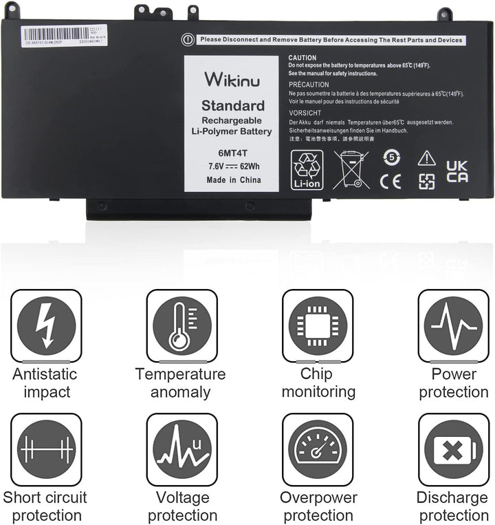 Wikinu 6MT4T Laptop Akku für Dell Latitude E5570 E5470 Precision 3510 7V69Y TXF9M 79VRK 07V69Y HK6DV