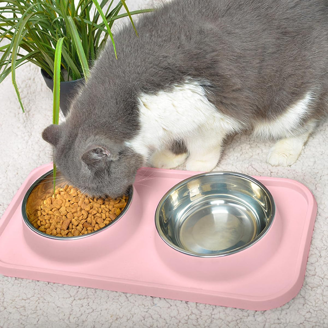 L.D.Dog Katzenfutternäpfe, Katzennäpfe, rutschfest und auslaufsicher, Silikonmatten mit Ständer, her