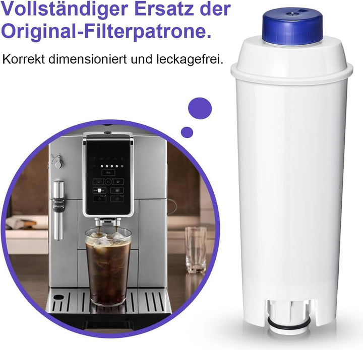 Filswa Kaffee Wasserfilter Set Ersatz für Delonghi Wasserfilter (DLSC002)