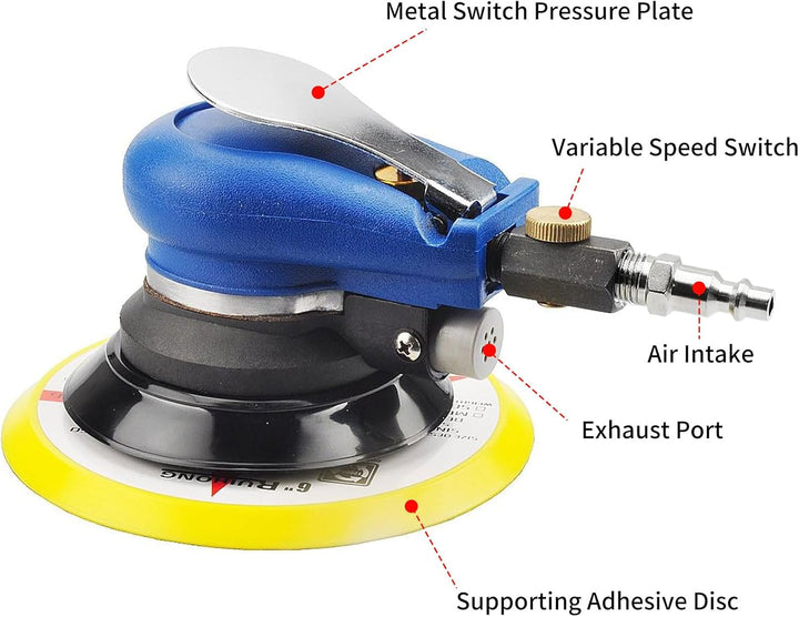 Druckluft Schleifer 5", AT-980 Exzenterschleifer Schleifmaschine, Pneumatische Exzenter Poliermaschi