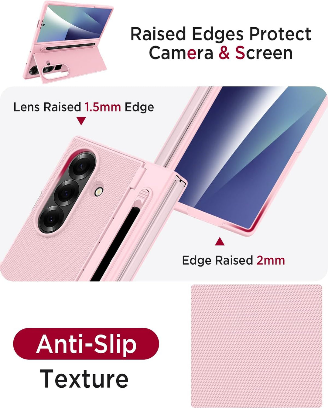 Miimall Kompatibel mit Samsung Galaxy Z Fold 7 Hülle mit S-Pen & Stifthalter, [HD Displayschutz] Ult
