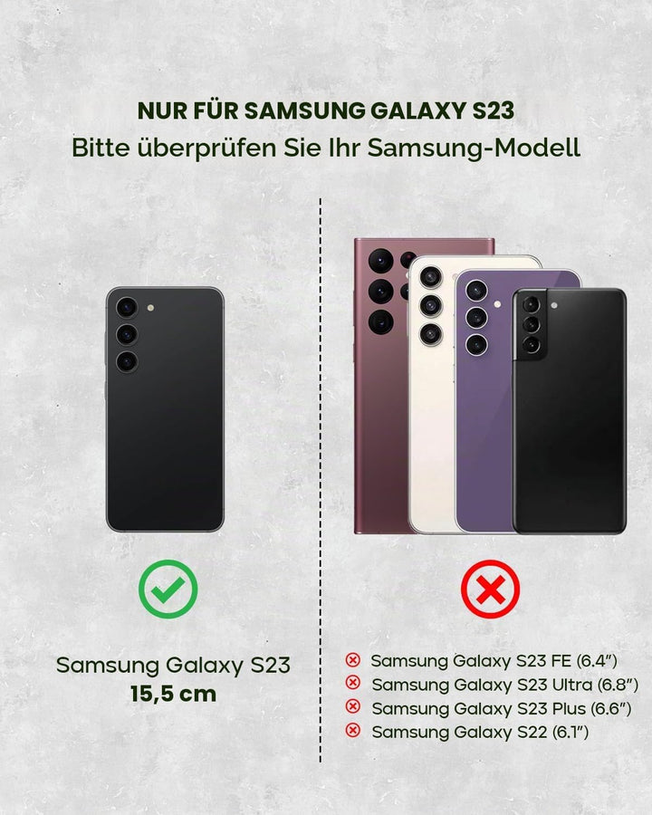 Porter Riley - Lederhülle für Samsung Galaxy S23. Premium Echtleder Standhülle/Cover/Brieftasche (Pu