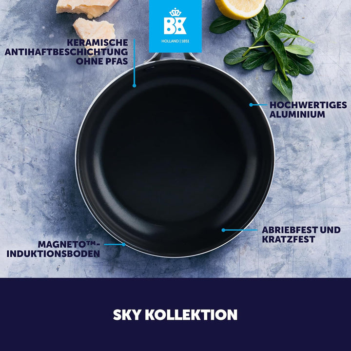 BK Sky Keramik-Antihaft-Pfannenset, 3-teilig, Ø 20/24/28 cm, PFAS-frei, Induktionsgeeignet, Backofen