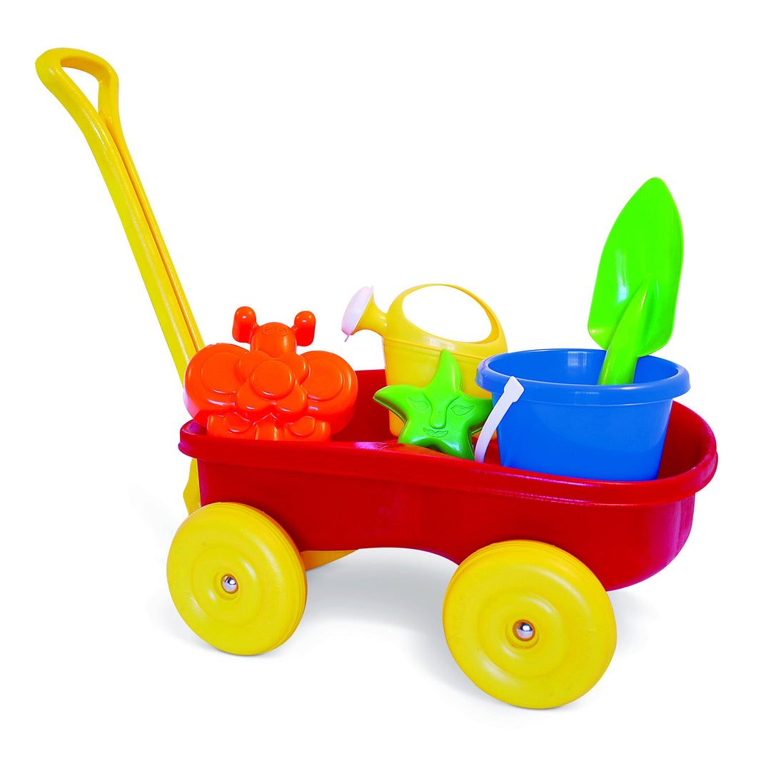 ToyToyToy Bollerwagen grosser Strandwagen mit Griff und Sandspielzeug Eimer Giesskanne 93 cm