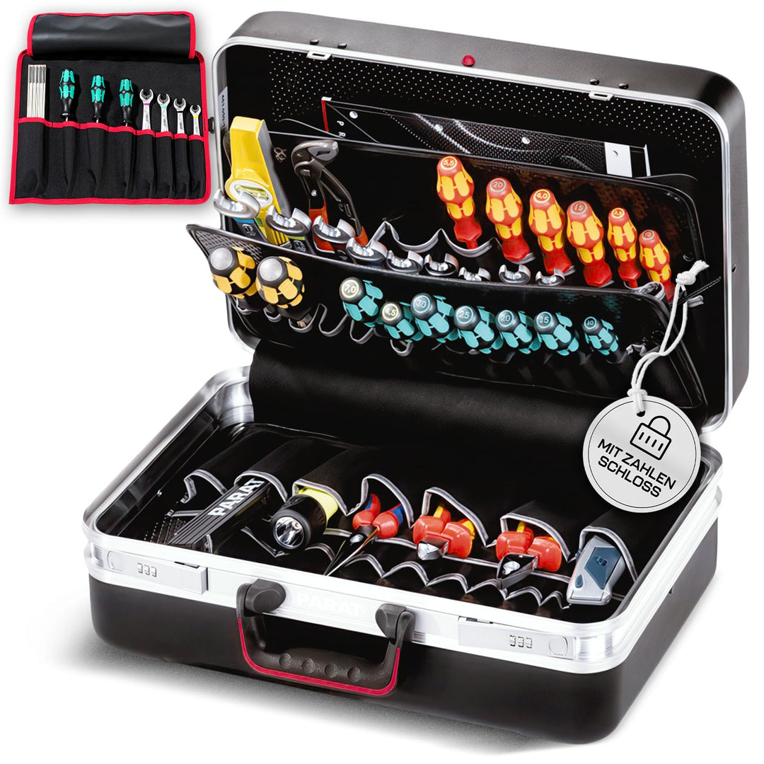 PARAT CLASSIC Plus Safe | Werkzeugkoffer leer mit Zahlenschloss für 50 Werkzeuge | inkl. BASIC Roll-
