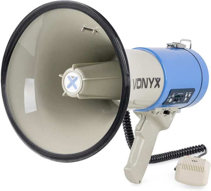 Vonyx MEG060, Megafon mit Sirene und Mikrofon, Aufnahmefunktion, 60 Watt, bis 1 KM, MP3, USB, SD, AU