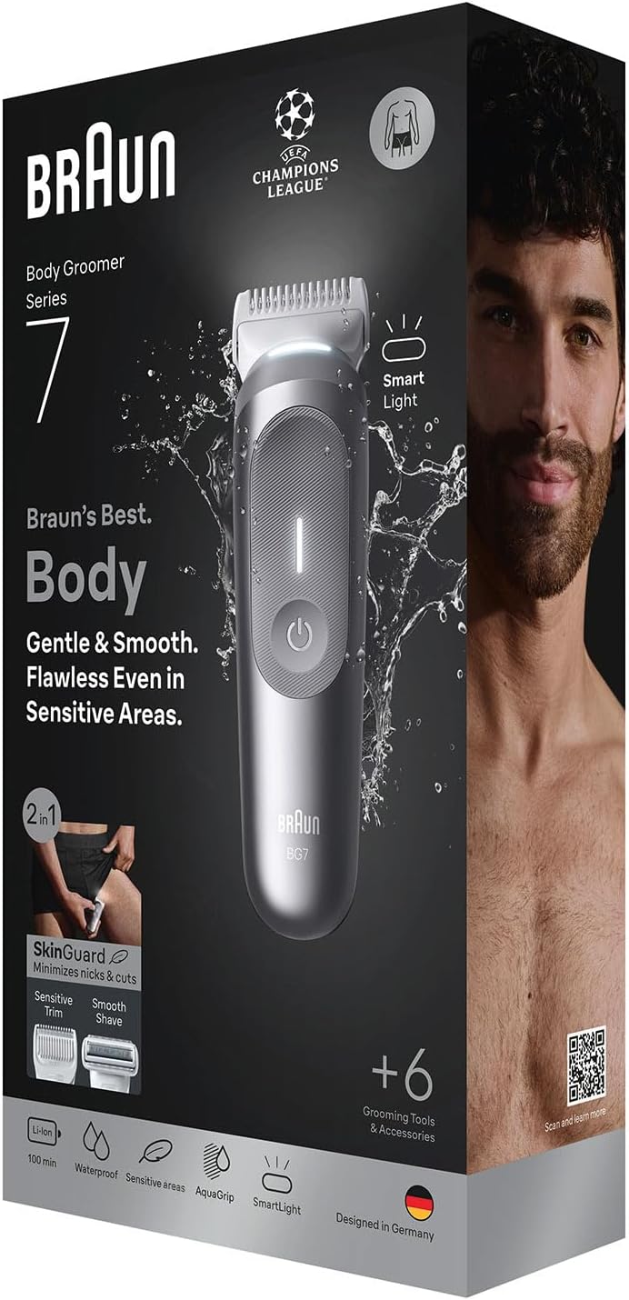 Braun BG7550 Series 7 Haarschneider für Herren, Körper, Brust, Achseln, Beine und Schamhaare mit Sma