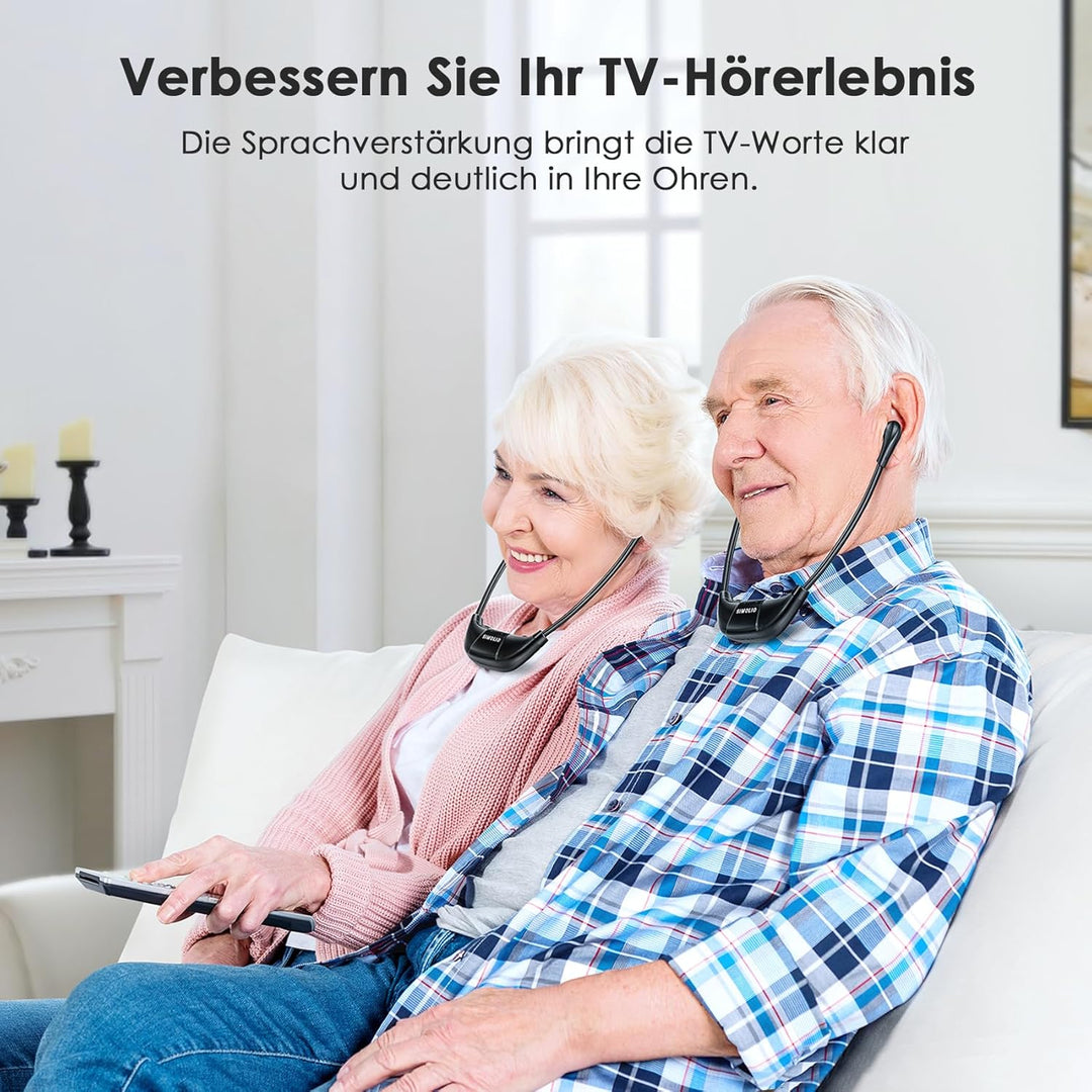 SIMOLIO Duo Kabellose TV Kopfhörer mit Dialogmodus, Funkkopfhörer für Fernseher und Musikanlagen mit