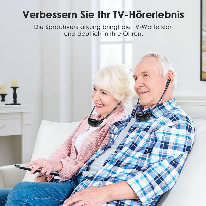 SIMOLIO Duo Kabellose TV Kopfhörer mit Dialogmodus, Funkkopfhörer für Fernseher und Musikanlagen mit