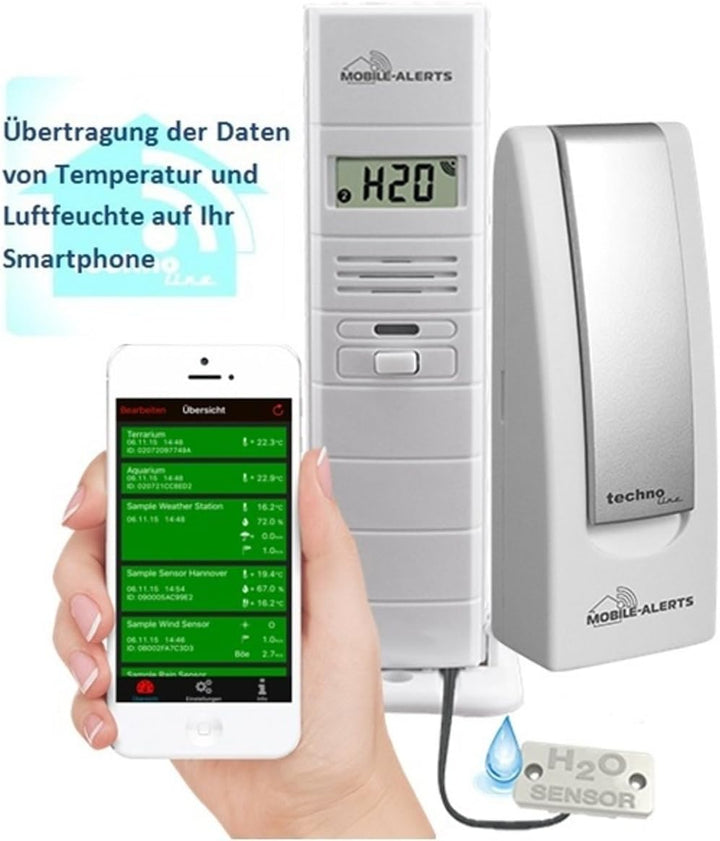Technoline MA 10350 + Gateway 2 in 1: Wassermelder und Thermo-Hygro Sensor, Weiss, 3.8x2.1x12.8 cm