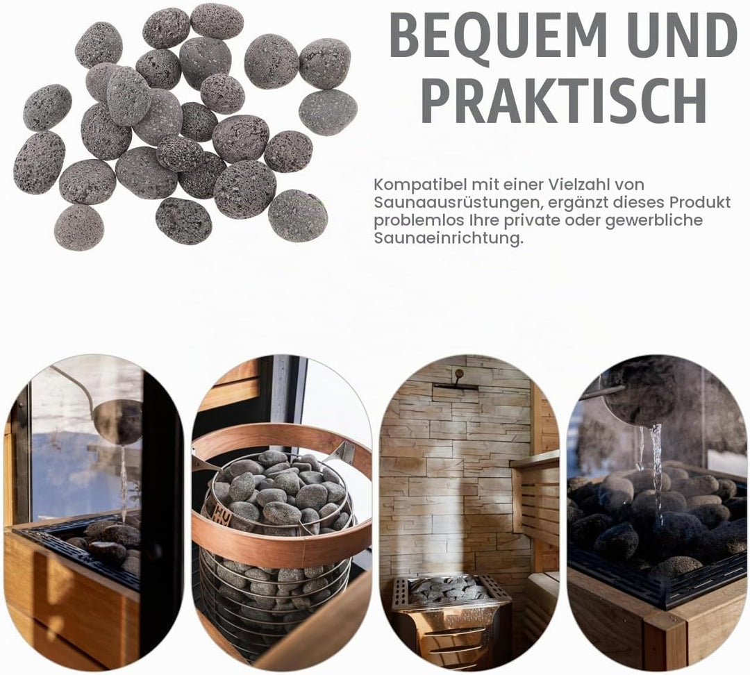 1 Beutel Sauna-Heizsteine – Natursteine 1 kg für Dampf- und Trockensauna, Feuerstelle, Innen- un