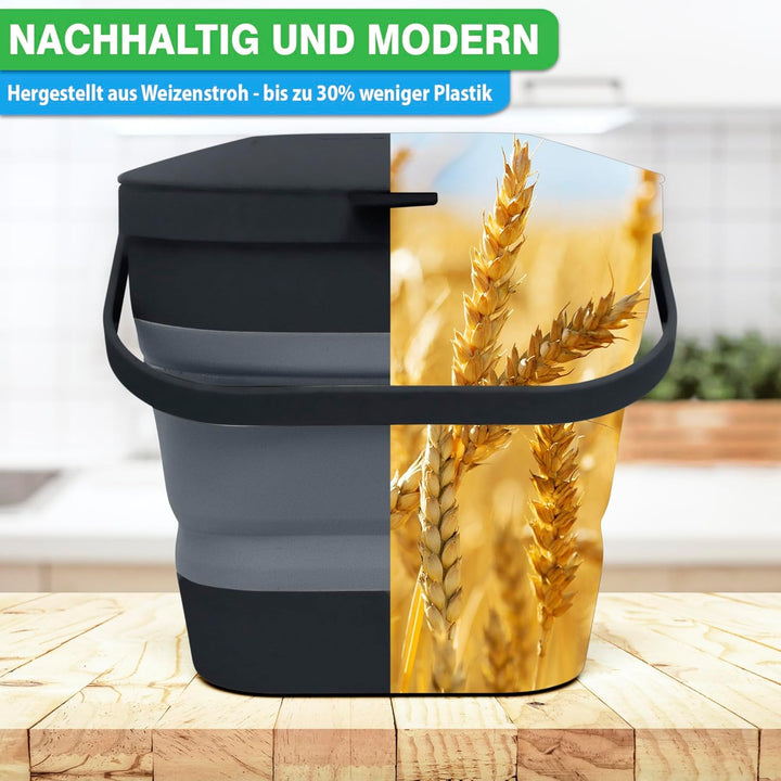 YourCasa® Faltbarer Biomülleimer 4L - kompakter Bio Mülleimer mit geruchsdichtem Aktivkohlefilter-De