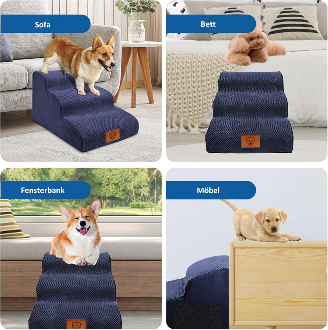 Zvonema Hundetreppe für Kleine Hunde, Hundetreppe Bett, Tragbar Abnehmbar Haustiertreppe mit Waschba