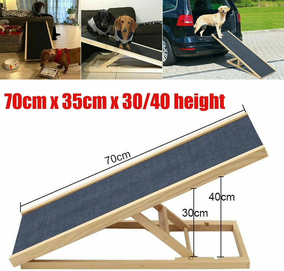 70 cm Hundeleiter Auffahrrampe für Haustiere mit Anti-rutsch Holz-Hunderampe für Haustieremit 2Höhen