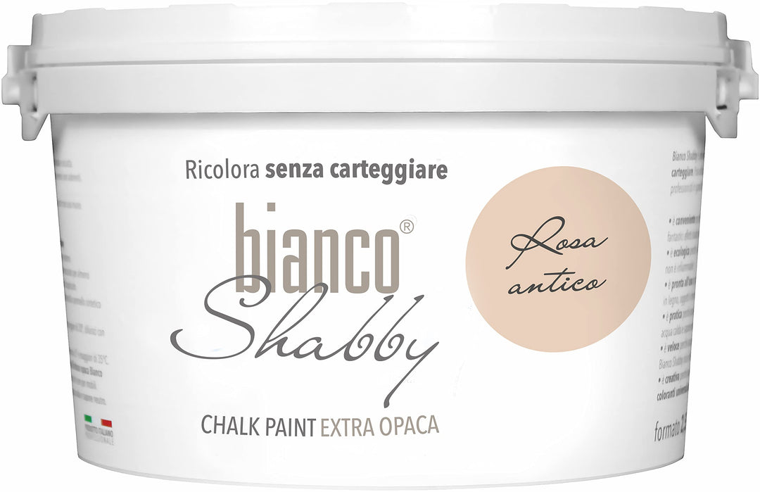 bianco Shabby® Rosa Antico Kreidefarbe Wasserbasis für Alle Oberflächen einfach zu verarbeiten ohne