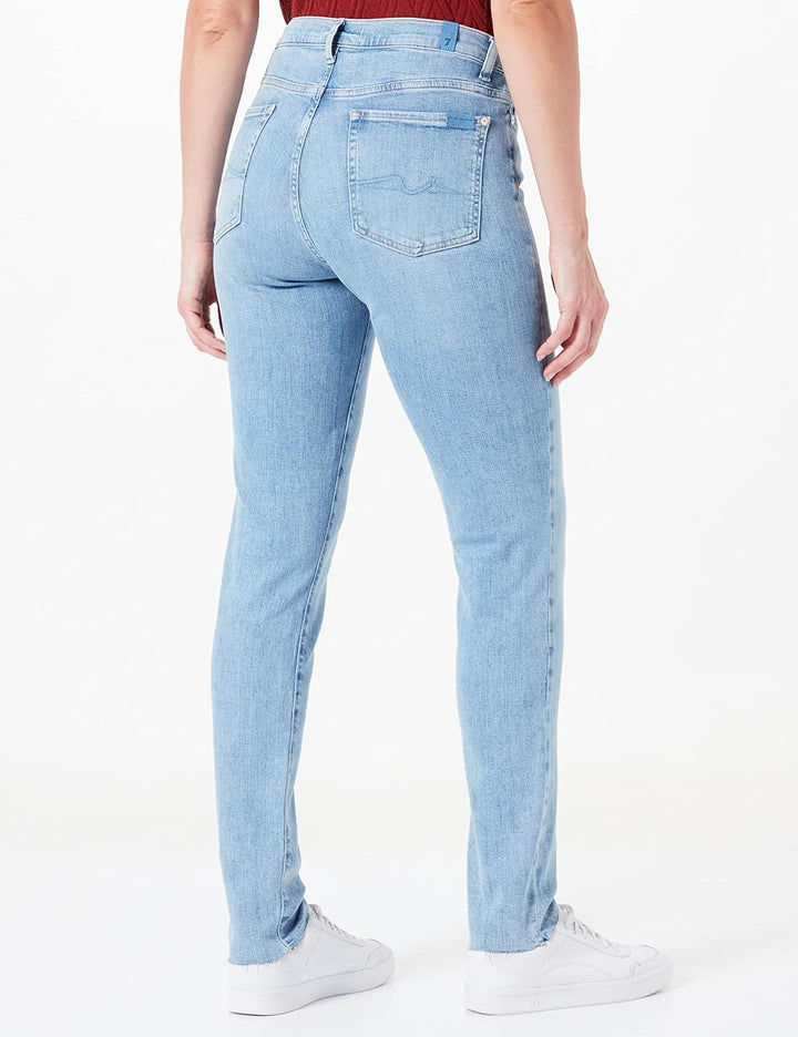 7 For All Mankind Damen Hw Skinny Slim Illusion with Raw Cut Jeans 31W / 31L Light Blue, 31W / 31L L