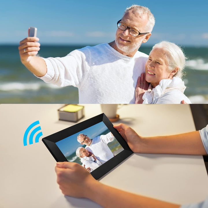 Hyjoy Digitaler Bilderrahmen WLAN 8 Zoll, Smart WiFi Digitale Bilderrahmen mit IPS-Touchscreen HD-Di