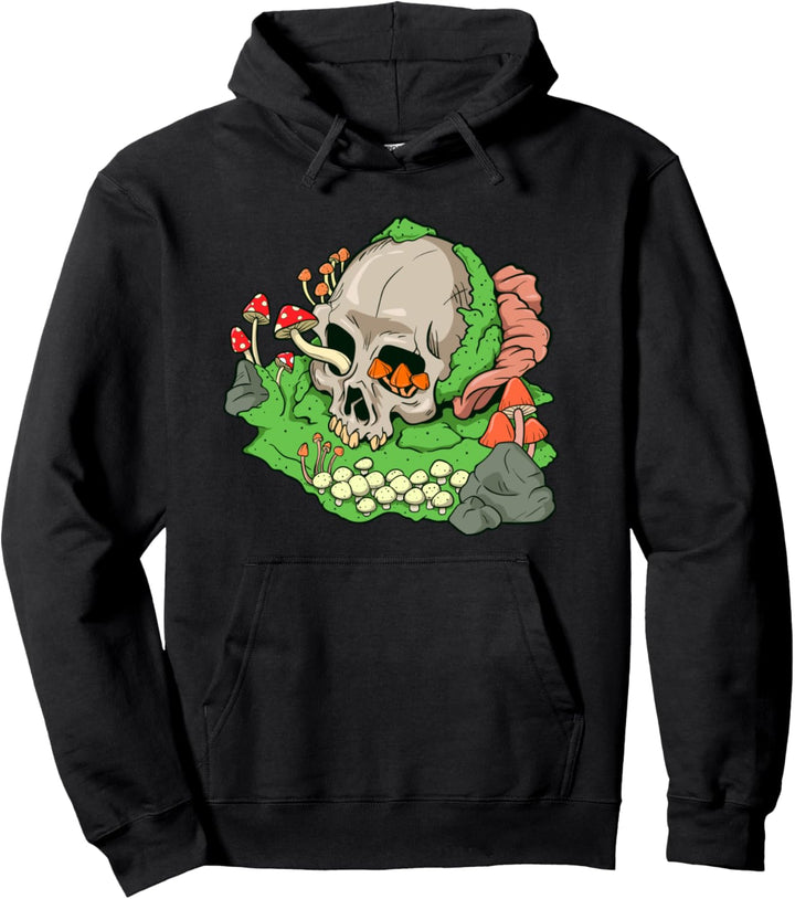 Schädel mit Pilzen und Moos - Aestethic Goblincore Pullover Hoodie