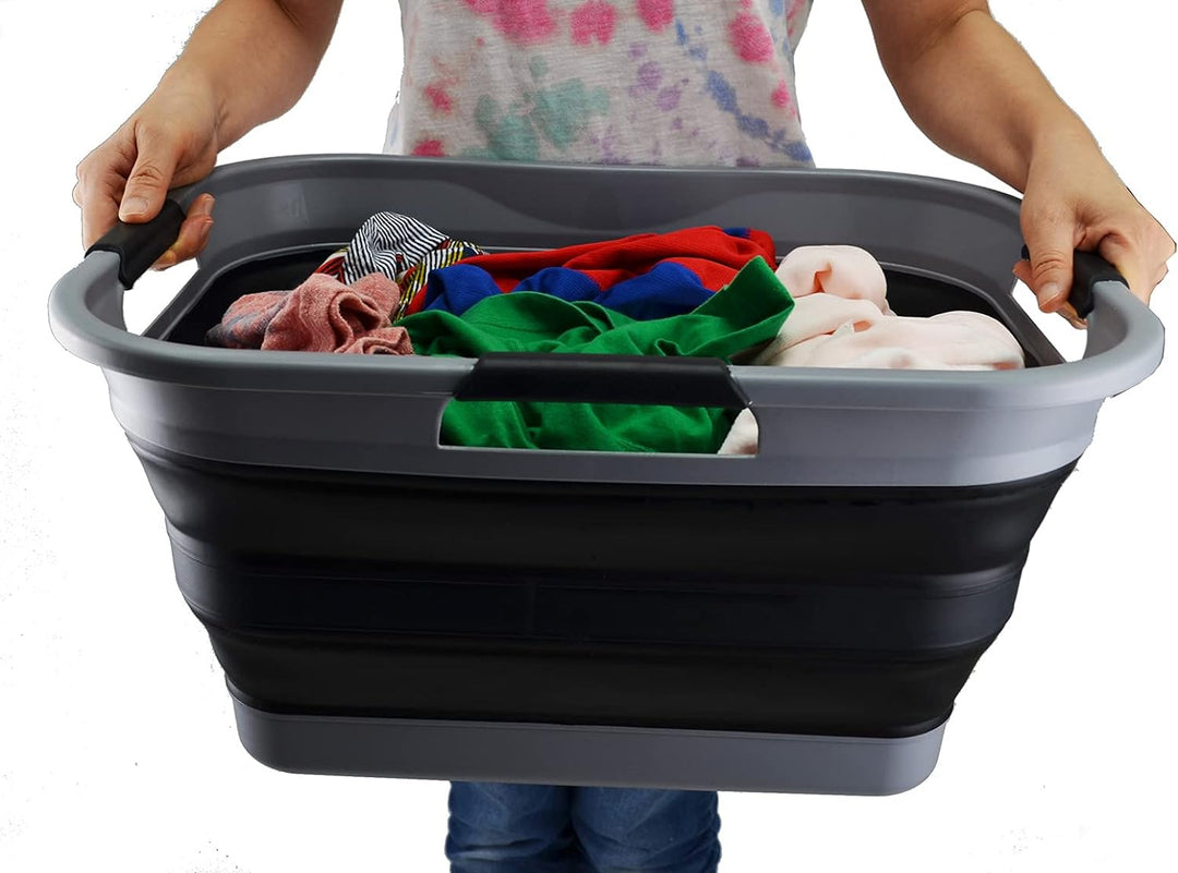 SAMMART 30L zusammenklappbarer Wäschekorb aus Kunststoff – faltbarer Pop-Up-Aufbewahrungsbehälter/Or