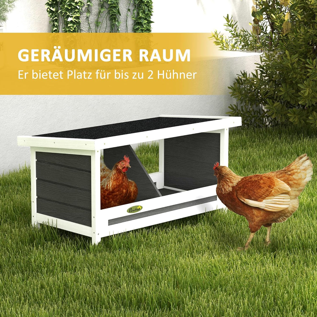 PawHut Legenest für Hühner, Abrollnest aus Holz mit Asphaltdach, erhöhtem Boden, Hühnernest für bis