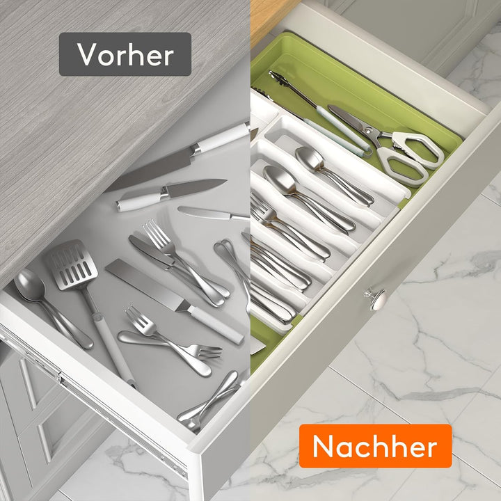 Lifewit Besteckhalter, erweiterbarer Utensilienhalter für Schublade, verstellbarer Besteckkasten, ko