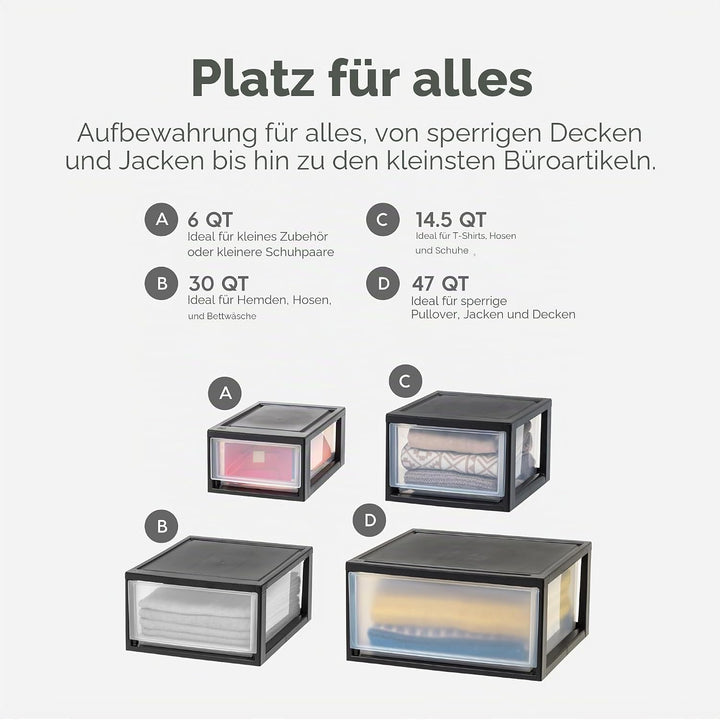 Iris Ohyama, Aufbewahrungsschublade, Kunststoff-Aufbewahrungsturm Büro, 4er-Set, MSD-1, Schwarz 7L /