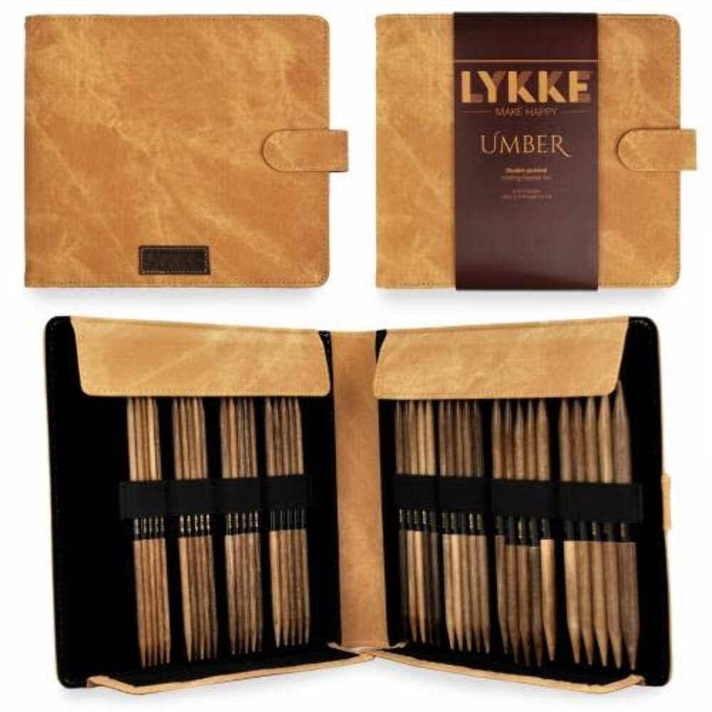Lykke Doppelspitze Nadeln Geschenksets (Grösse L US 6 13 Set in Umber Denimbeutel) Large US 6-13 Set