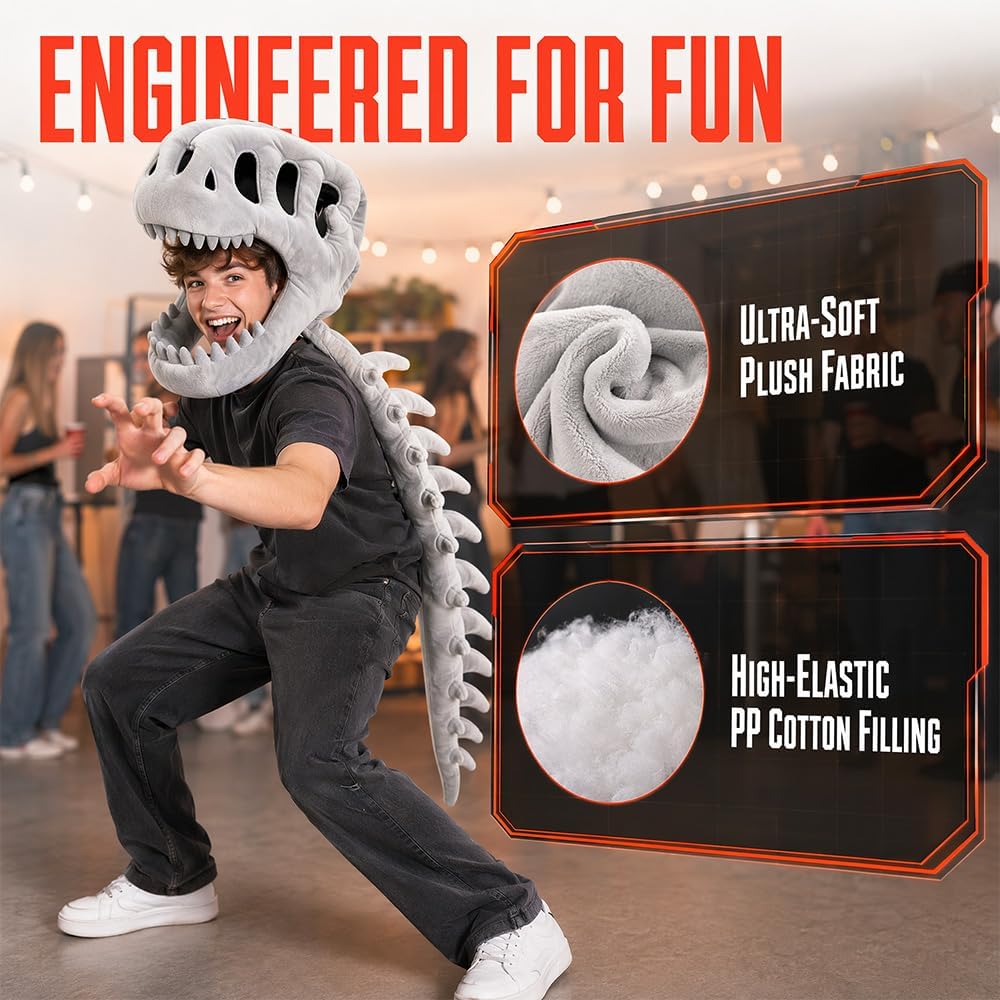 Dinosaurier Skelett Kostüm, Spinosaurus Plüsch Dino Outfit Grau – 100 Cm, Grau – 100 Cm