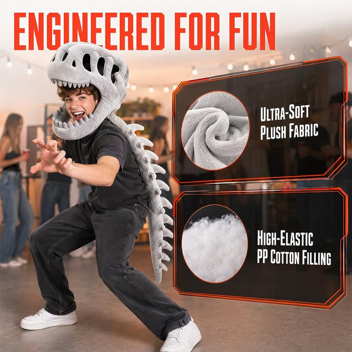 Dinosaurier Skelett Kostüm, Spinosaurus Plüsch Dino Outfit Grau – 100 Cm, Grau – 100 Cm