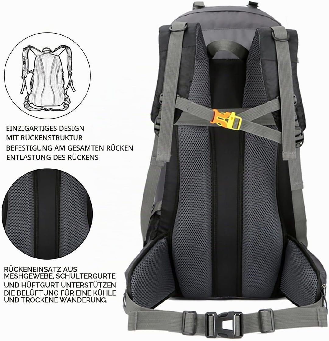 Bseash 60L Wasserdichter leichter Wanderrucksack mit Regenschutz, Outdoor Sport Tagesrucksack Multif