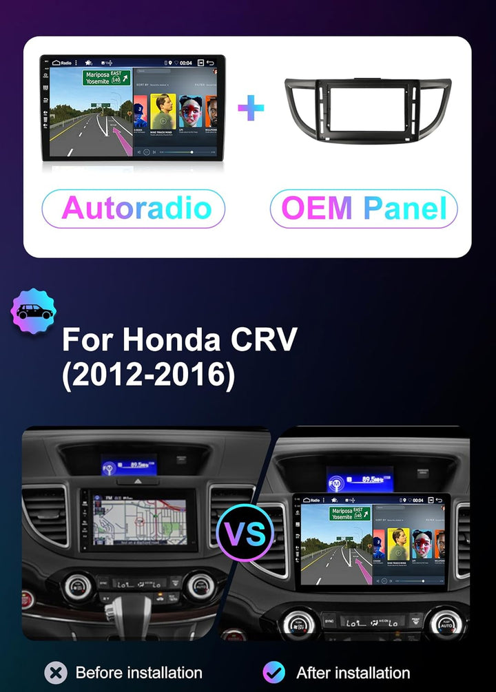 Android 15 -[8G+256G, 8-Core]- Autoradio für Honda CRV (2012-2016) - Kabellos CarPlay/Android Auto -