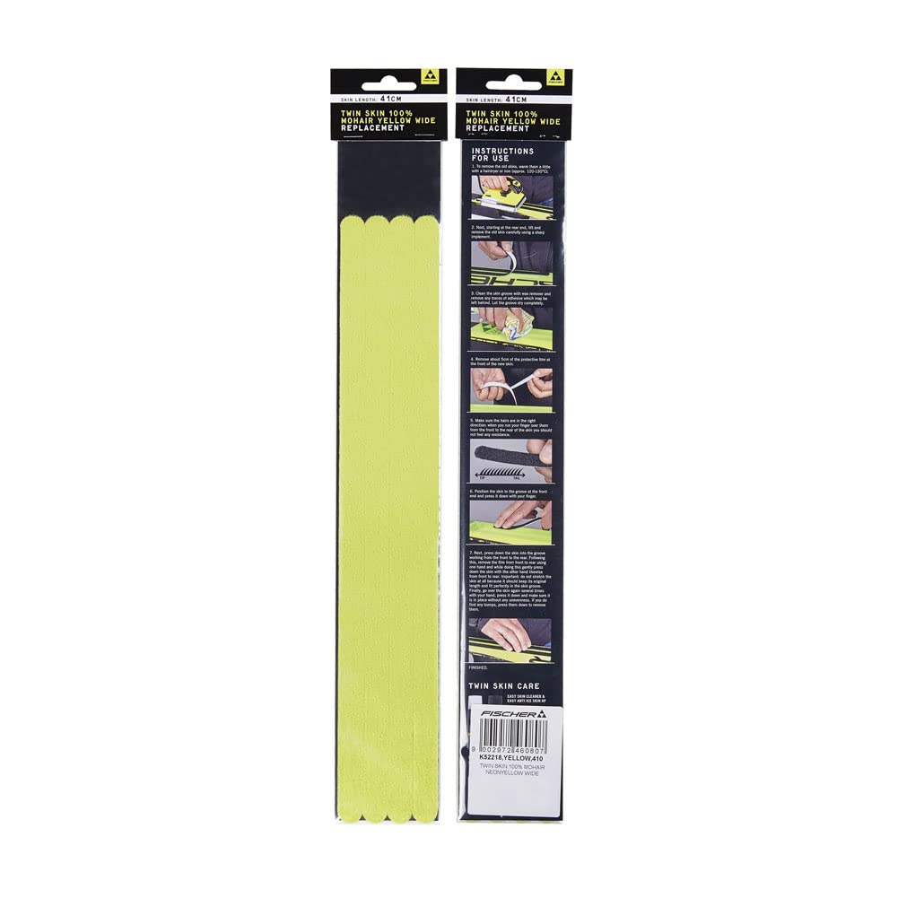 Fischer Twin Skin Ersatz-Ski-Skins für Mohair, Neongelb, 370 mm