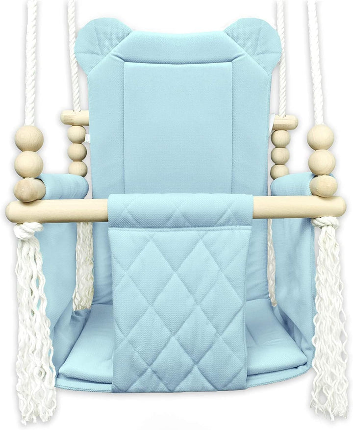 Schaukel für Baby Kleinkind Kinderschaukel Holzschaukel Schaukel Gestell Holz Baumwolle Stoffschauke