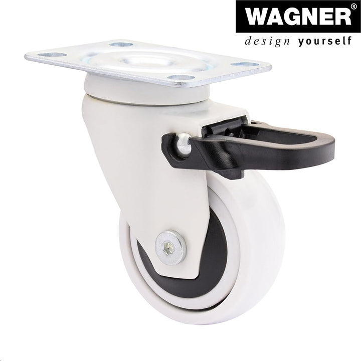 WAGNER Design - 3C - Lenkrollen / Apparaterollen / Möbelrollen 4tlg. Set - weiss, Softlauffläche, Du