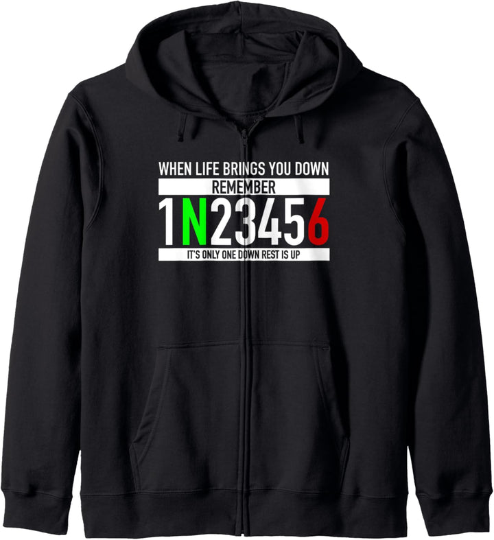 1N23456 Motorradgangschaltung Motorradfahrer Kapuzenjacke