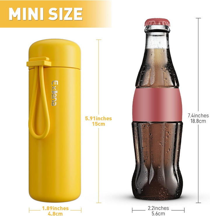 Trinkflasche klein 200ml – Mini-Thermosflasche mit Silikon-Griff, 100% Auslaufsicher, kleine Trinkfl