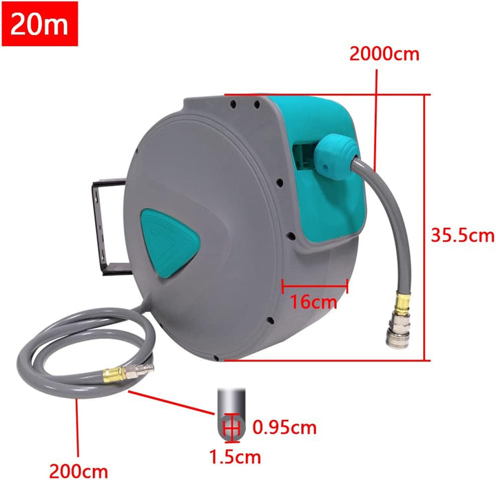 HENGMEI 20m Druckluftschlauch Druckluft Schlauchtrommel 1/4" Trommel Wandschlauchhalter Aufroller au